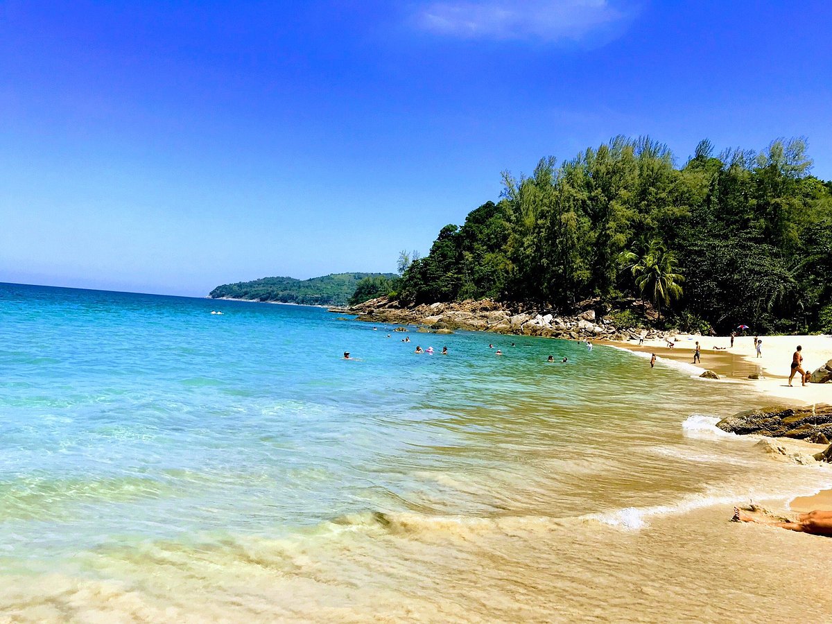 Hidden beach Phuket tropical forest cove turquoise water